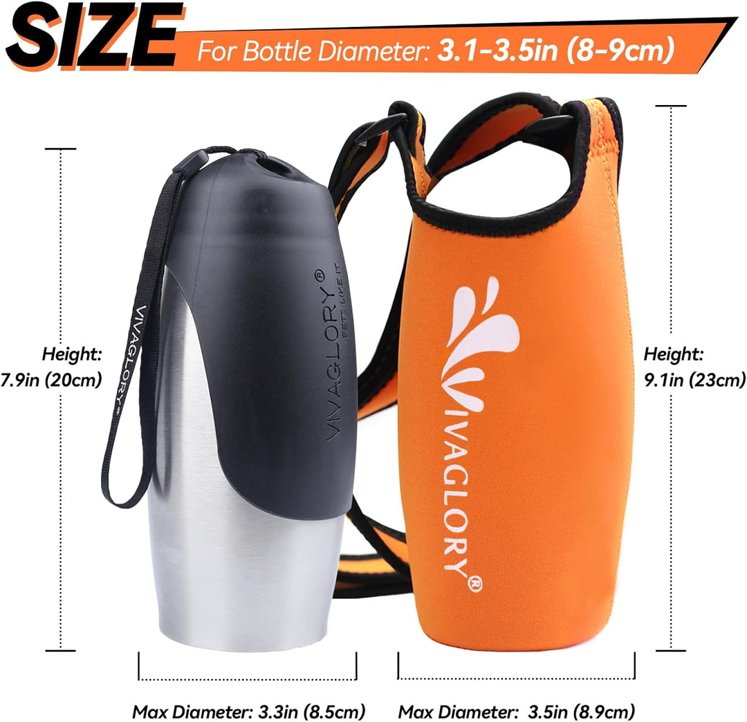 VIVAGLORY hundetrinkflasche & wasserflaschenhalter mit Schultergurt-Kombi, Hunde Trinkflasche & Wass