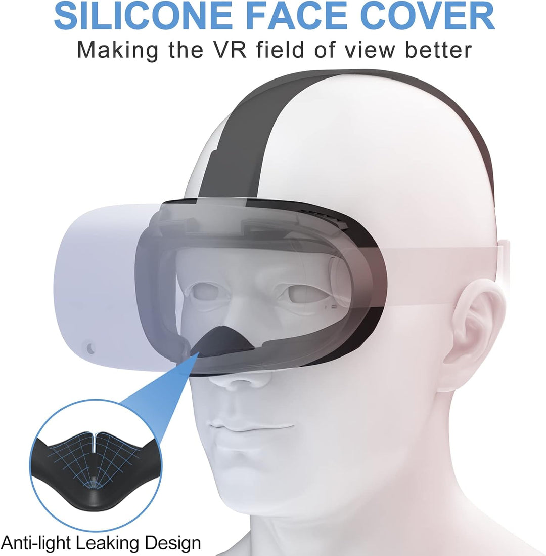 SUPERUS Kopfband & Silikon Face Cover Kompatibel mit Oculus/Meta Quest 2 Zubehör, verbesserter Komfo