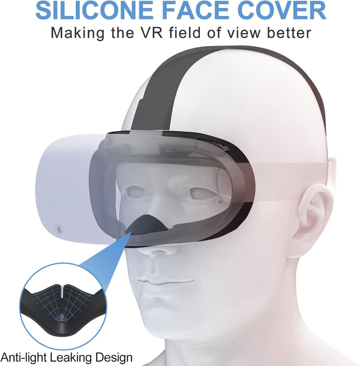 SUPERUS Kopfband & Silikon Face Cover Kompatibel mit Oculus/Meta Quest 2 Zubehör, verbesserter Komfo