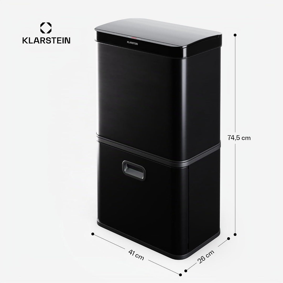 Klarstein Touchless Sensor-Mülleimer - 56L Küchen-Abfalleimer mit Bewegungssensor, 3-in-1-Mülleimer,