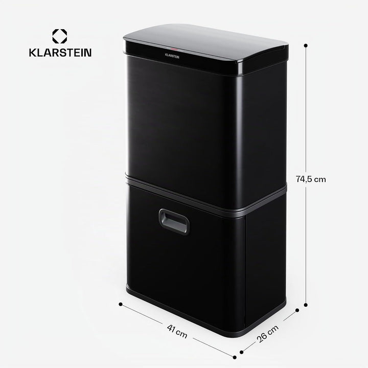 Klarstein Touchless Sensor-Mülleimer - 56L Küchen-Abfalleimer mit Bewegungssensor, 3-in-1-Mülleimer,
