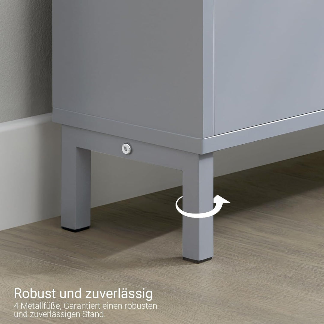 SoBuy Schuhschrank schmal mit 2 Klappen Platzsparender Schuhkipper Hoch Kommode Schuhregal geschloss