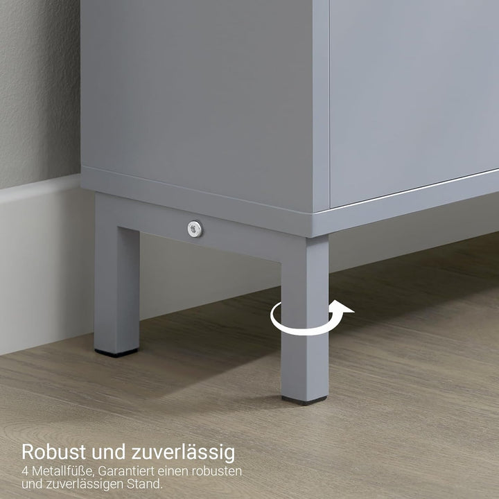 SoBuy Schuhschrank schmal mit 2 Klappen Platzsparender Schuhkipper Hoch Kommode Schuhregal geschloss