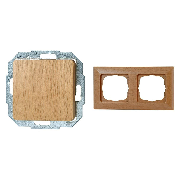 Kopp 618631089 Milano Buche Universalschalter & Abdeckrahmen 2-Fach Milano buche Echtholz Buche Bund