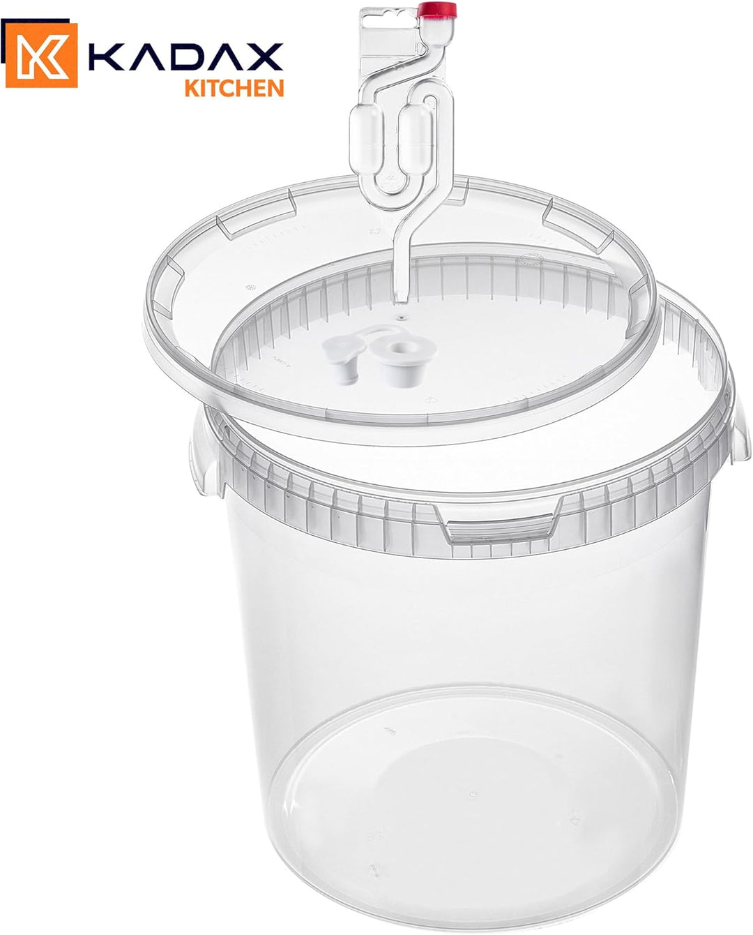 KADAX Gäreimer 33L Set mit Gärröhrchen & Gummistopfen, Gärbehälter aus Kunststoff mit Gärspund & Sto
