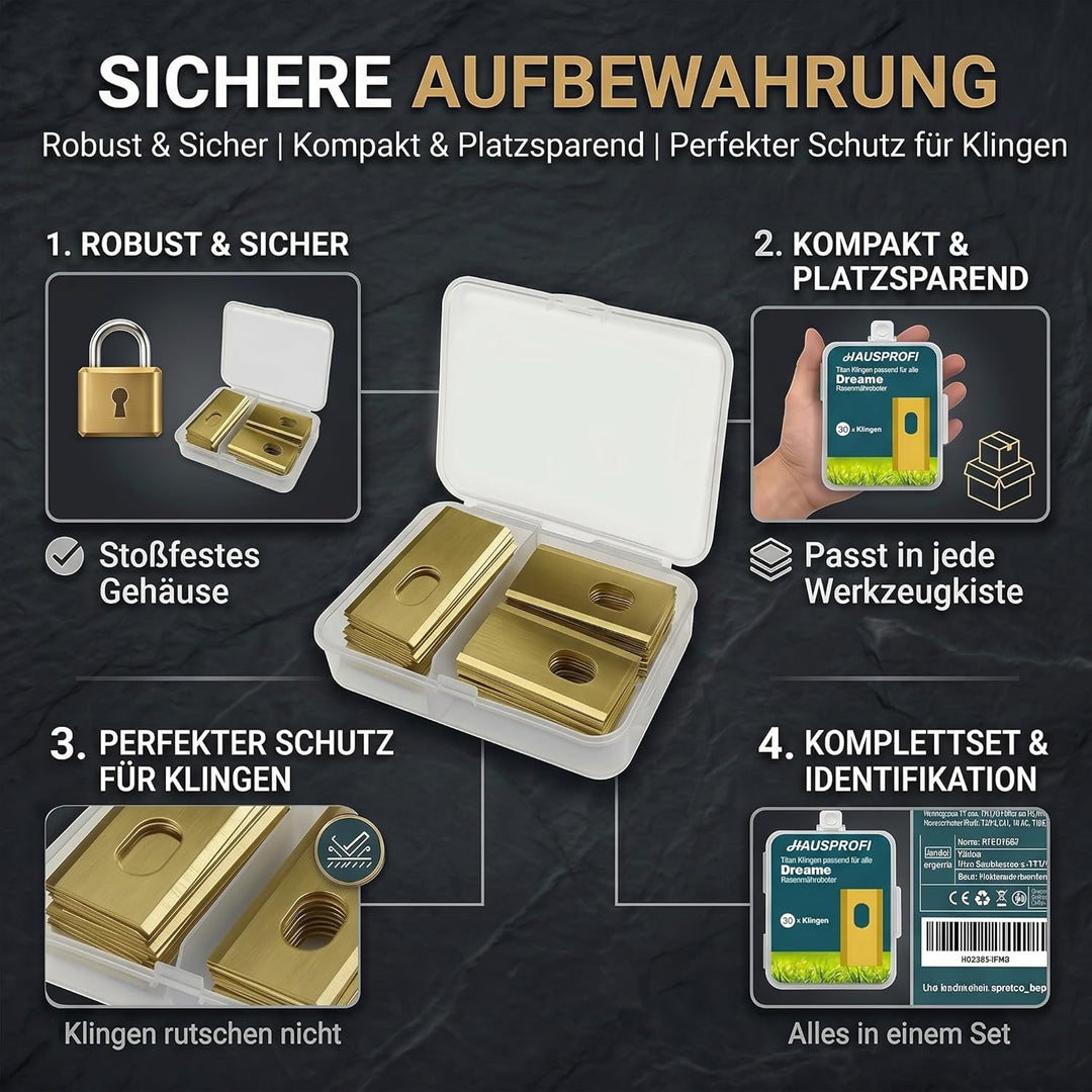 HAUSPROFI 60x Titan Ersatzmesser Ersatzklingen für Dreame A1 / A2 / A1 Pro/Ultra & M1 / M2 Mährobote