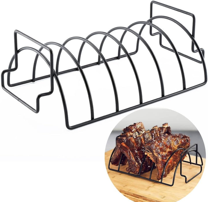 BBQ Rib Rack, Grill Rib Stand, Bratenkorb zum Grillen, Rippenhalter Grill, Metall Grill Halter Rib R