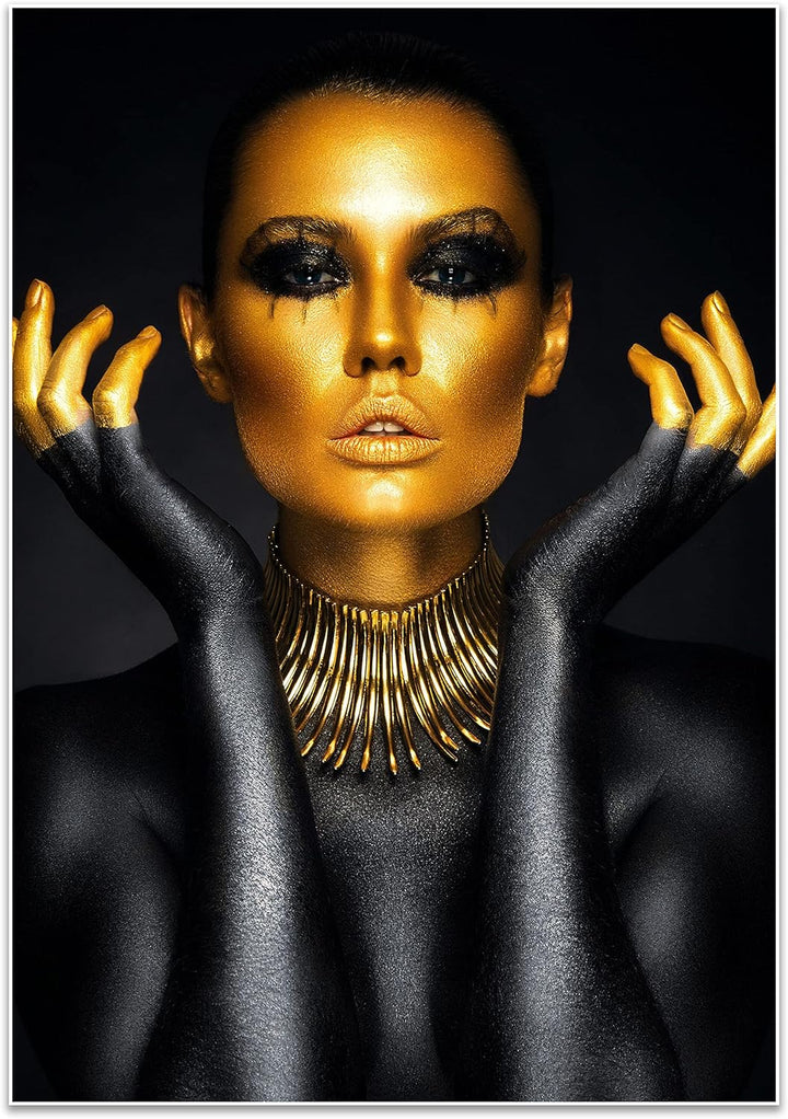 wandmotiv24 Poster als Wanddeko, Grösse 100x70cm, Gold Collection, Model mit goldenen Highlights, Sc