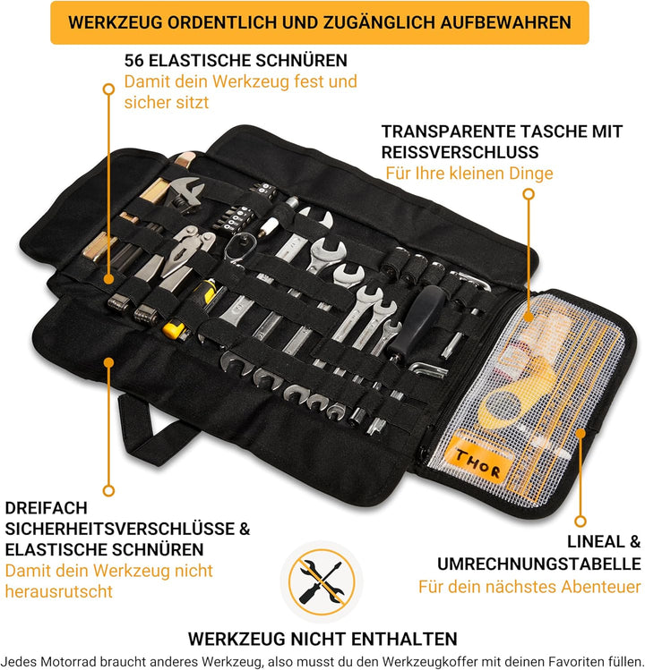 Odinsberg Heavy Duty Tool Roll Werkzeugrolle für Motorrad - Werkzeugtasche ohne Inhalt mit Taktische