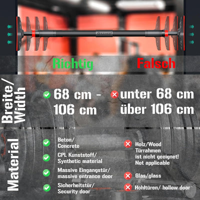 KESSER® Klimmzugstange Türrahmen verstellbar, Pull Up Bar Heimturnhalle, Reckstange ohne Schrauben/B