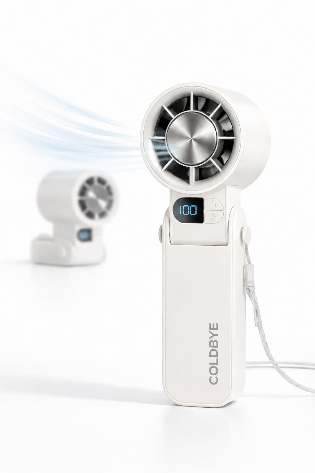 Tragbarer Handventilator mit Kühlplatte, 199 Geschwindigkeiten, stufenlose Steuerung, 3-in-1 faltbar