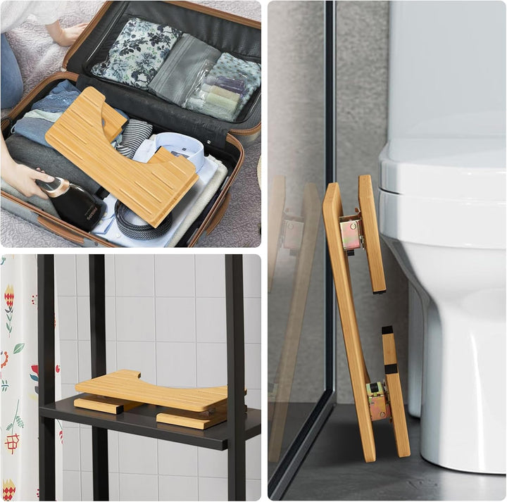 Toilettenhocker Holz, Klappbarer WC Hocker für Erwachsene, Toilettenhocker Erwachsene,Tritthocker Kl