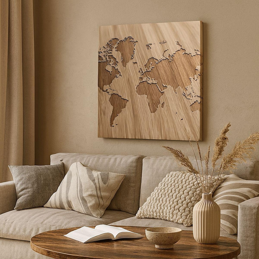 ARTTOR Bilder auf Leinwand Geographie Globus Karte Leinwandbild 60x60cm Wandbilder Dekoration Wohnzi