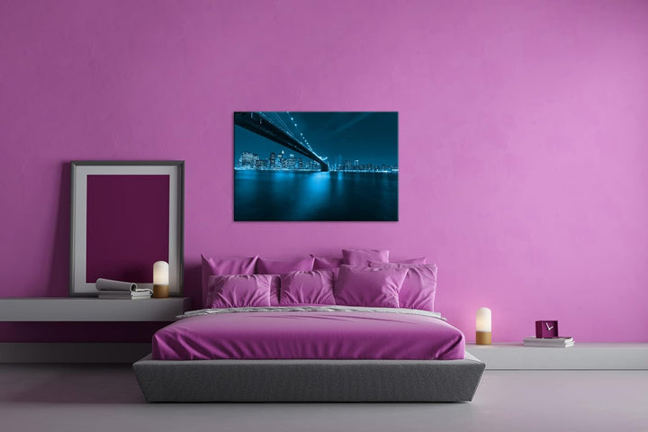 deyoli Brooklyn Brücke mit atemberaubenden Blick auf New York Format 80x60 Effekt: Monocrome Blau al