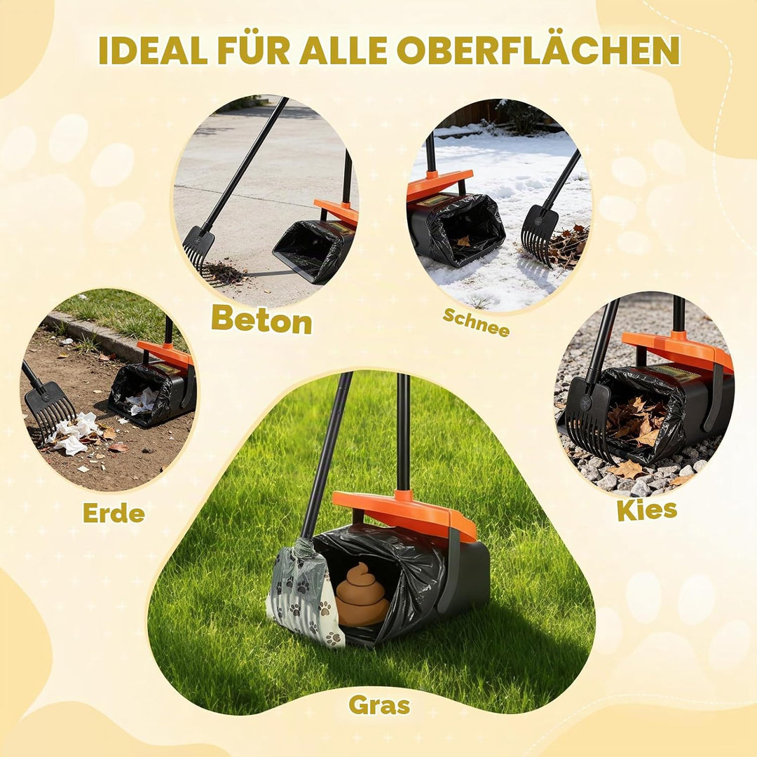 Faankiton Hundekotschaufel Schwenkbehälter Rechen Spaten, Drehbarem Hundekotsammler Hundekotpicker,