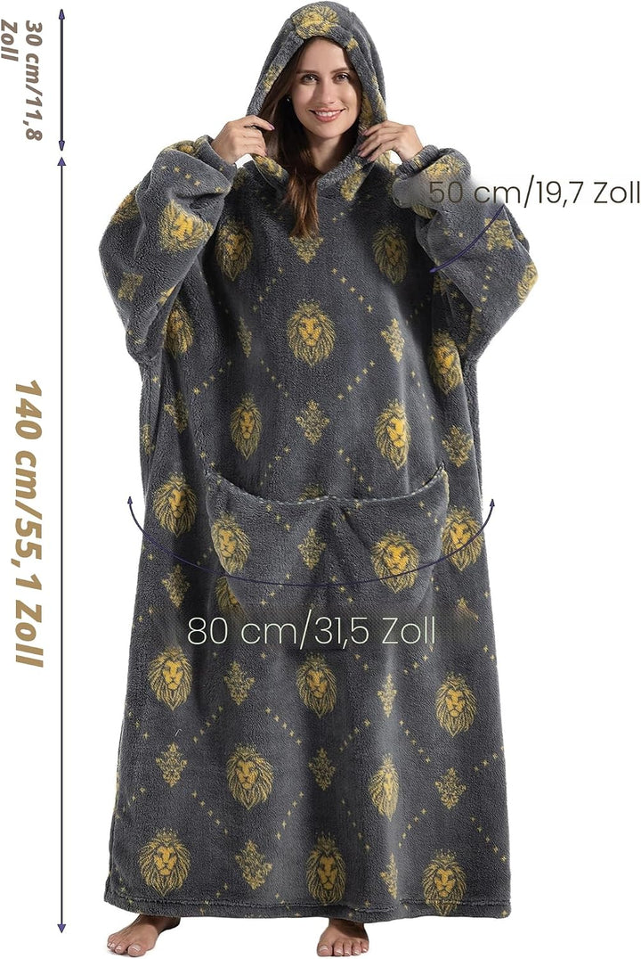 JOREAY Lange Hoodie Decke mit Ärmeln für Damen Herren, Kuschelig Deckenpullover, XXL Übergrosse Deck