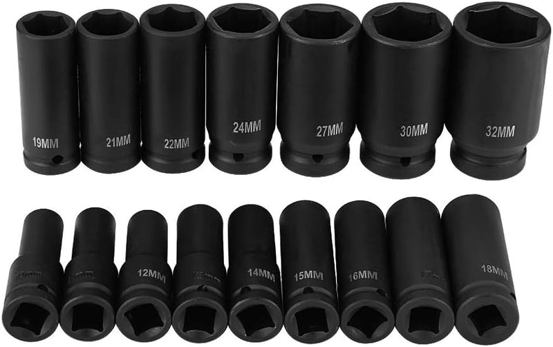 16Pcs Air Hex Bit Sechskant Bit Impact Socket Set mit Werkzeugkasten für Autoreparatur und Wartung,