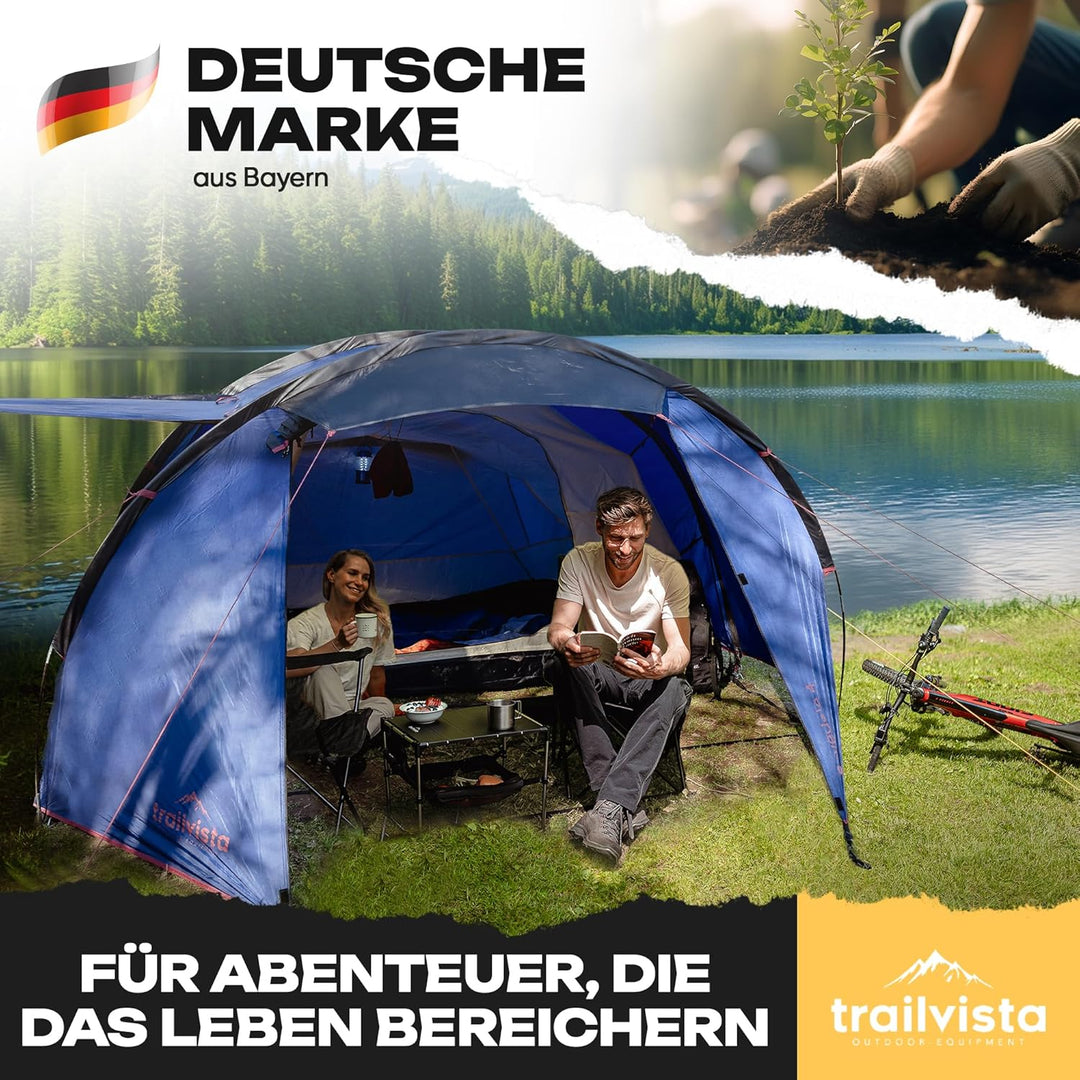 Cevedale Zelt 4 Personen Wasserdicht, leicht, kompakt & schnell aufbaubare Zelte, Camping Zelt mit V