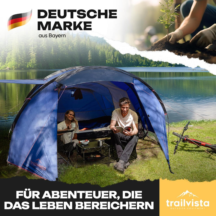 Cevedale Zelt 4 Personen Wasserdicht, leicht, kompakt & schnell aufbaubare Zelte, Camping Zelt mit V