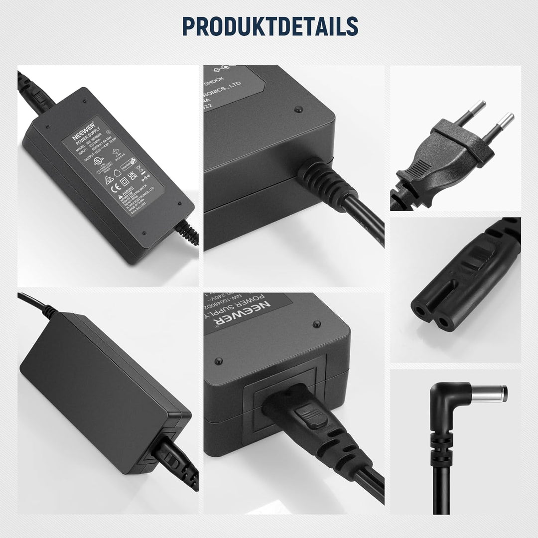 NEEWER 15V 4,8A 72W Netzteil mit 5,5 x 2,5mm männlichem Gleichstromkabel 100–240V Wechselstrom auf G