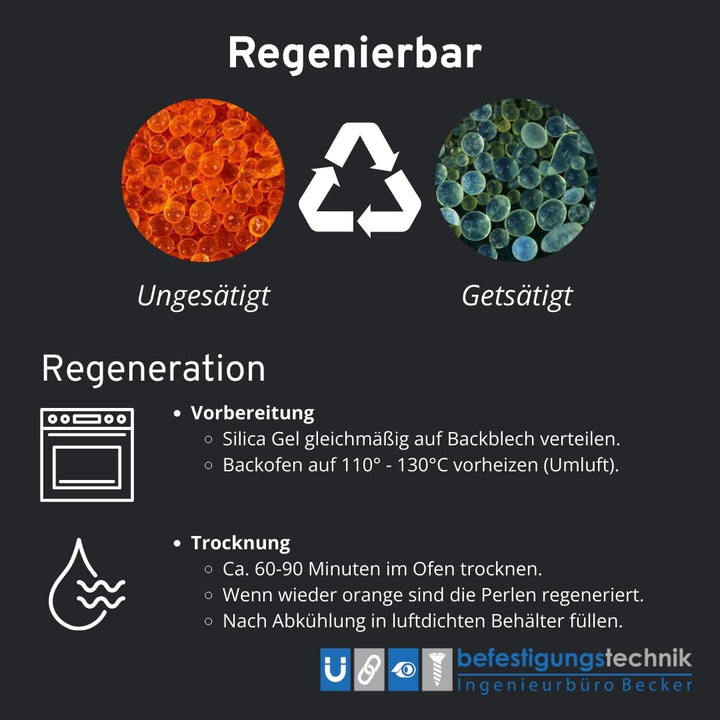 2 kg Silica Gel Orange Trockenmittel Indikator regenerierbar Entfeuchter (2 KG) 2 kg (1er Pack), 2 k