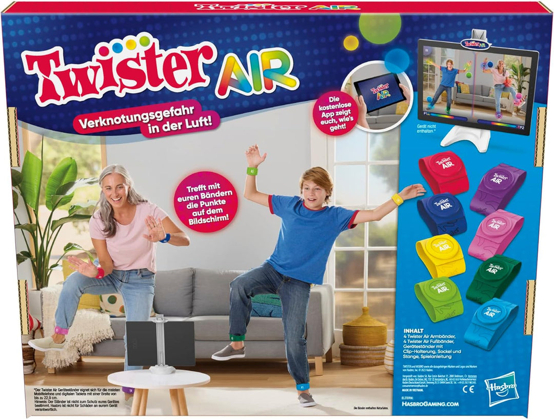 Hasbro Twister Air Spiel, AR Twister App Spiel, Verbindung mit Smart Geräten, Bewegungsspiel, ab 8 J