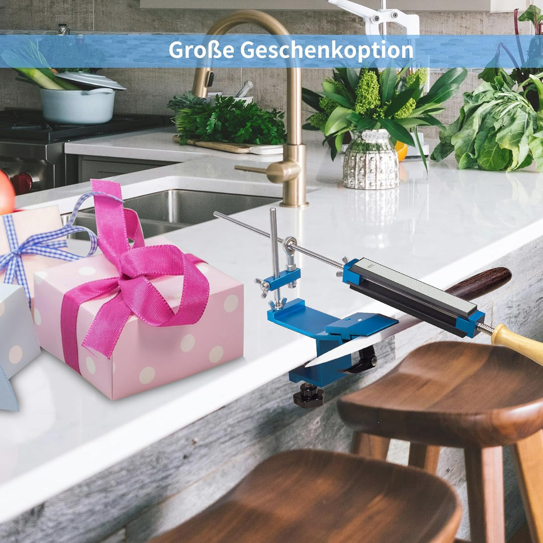 CWOVRS Messerschärfer Profi, Professioneller Messerschärfer mit Schnellspann-Design, Festwinkel Mess