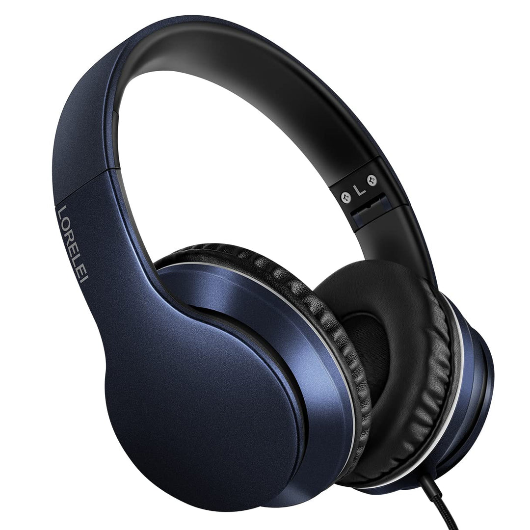 LORELEI X6 Over-Ear Headphones with Microphone, Lightweight Foldable & Portable Stereo Bass Headphon