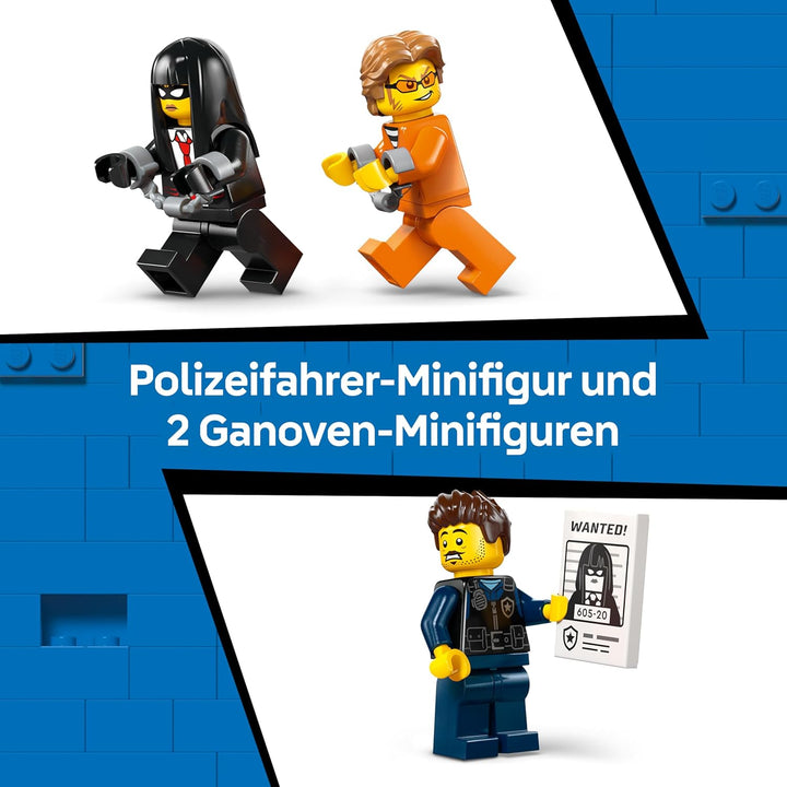 LEGO City Gefangenentransporter - Spielzeug LKW Bauset mit Motorrad, 3 Minifiguren und Abnehmbarer G