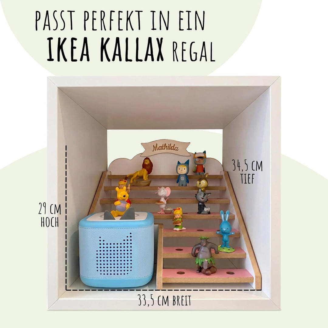 Tonie Regal für IKEA KALLAX mit Toniebox-Platz – magnetisches Tonieregal für ca. 50 Toniefiguren Fla