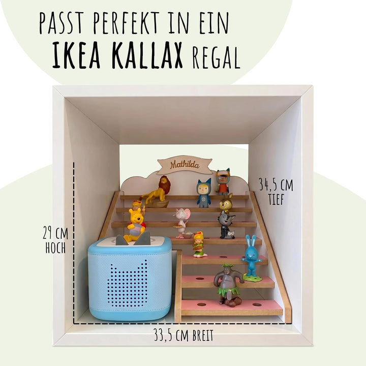 Tonie Regal für IKEA KALLAX mit Toniebox-Platz – magnetisches Tonieregal für ca. 50 Toniefiguren Fla