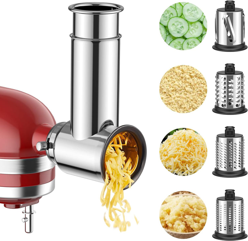 Edelstahl Slicer Shredder Aufsatz für KitchenAid Standmixer, Salatmaschine mit Gemüseschneider, Sala