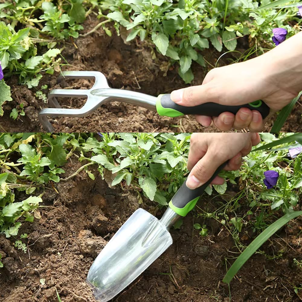 ZOLTA Gartengeräte Set 5-teilig Gartenwerkzeug Set Schaufel Harke Handrechen Unkrautstecher ergonomi