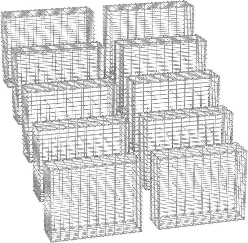 SONGMICS Gabionenkörbe, Metall-Steinkörbe mit 5 x 10 cm Maschenweite für Mauersteine, verzinkt, Stei