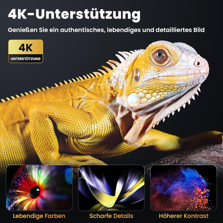 HOPVISON Beamer 4K Unterstützt, 9500 Lumen Beamer Bluetooth 5.1, Native 1080P Tragbare Mini Heimkino