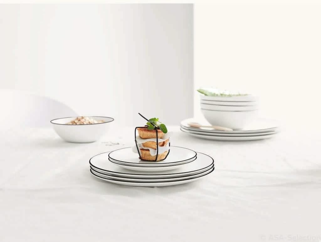 à table ligne noire Pasta-/Suppenteller 22 cm, Weiss