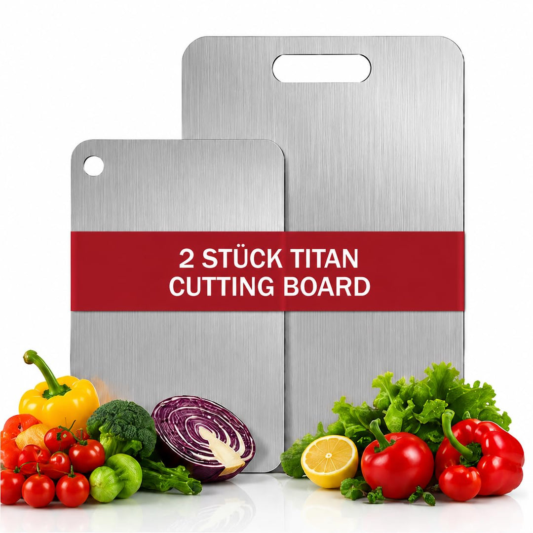 Titan Schneidebrett Set 2 Stück, S316 Edelstahl Schneidebrett | Titan Chopping Board, Doppelseitiges
