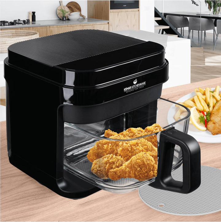 KHF-550 Heissluftfritteuse 5,5 Liter mit Touchdisplay und Frittierkorb aus Glas ohne Beschichtung, A
