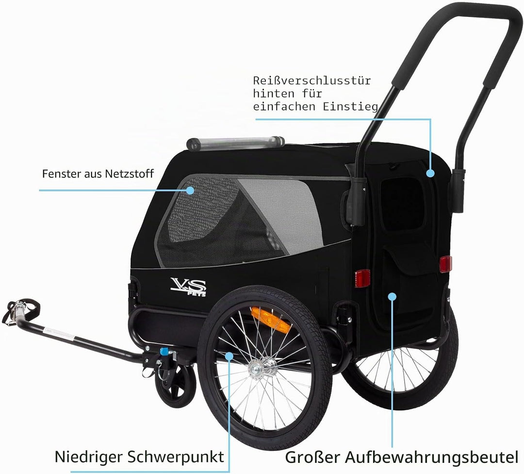 Tiggo VS Medium Hundeanhänger & Buggy 2in1 Fahrradanhänger Hundebuggy Jogger für Hunden bis 23kg Sch