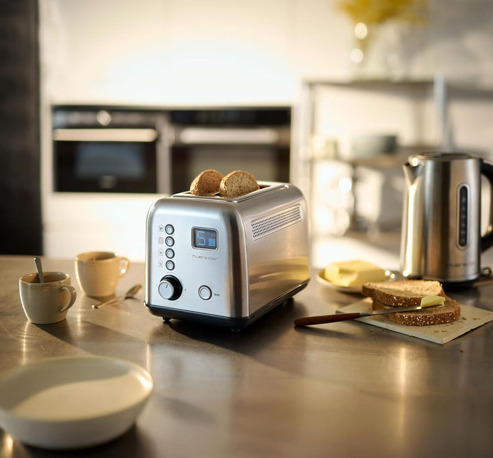 riviera&bar Toaster Automatisch – 2 Scheiben, Extra-Breite Schlitze 4 cm, LCD-Display mit Countdown,