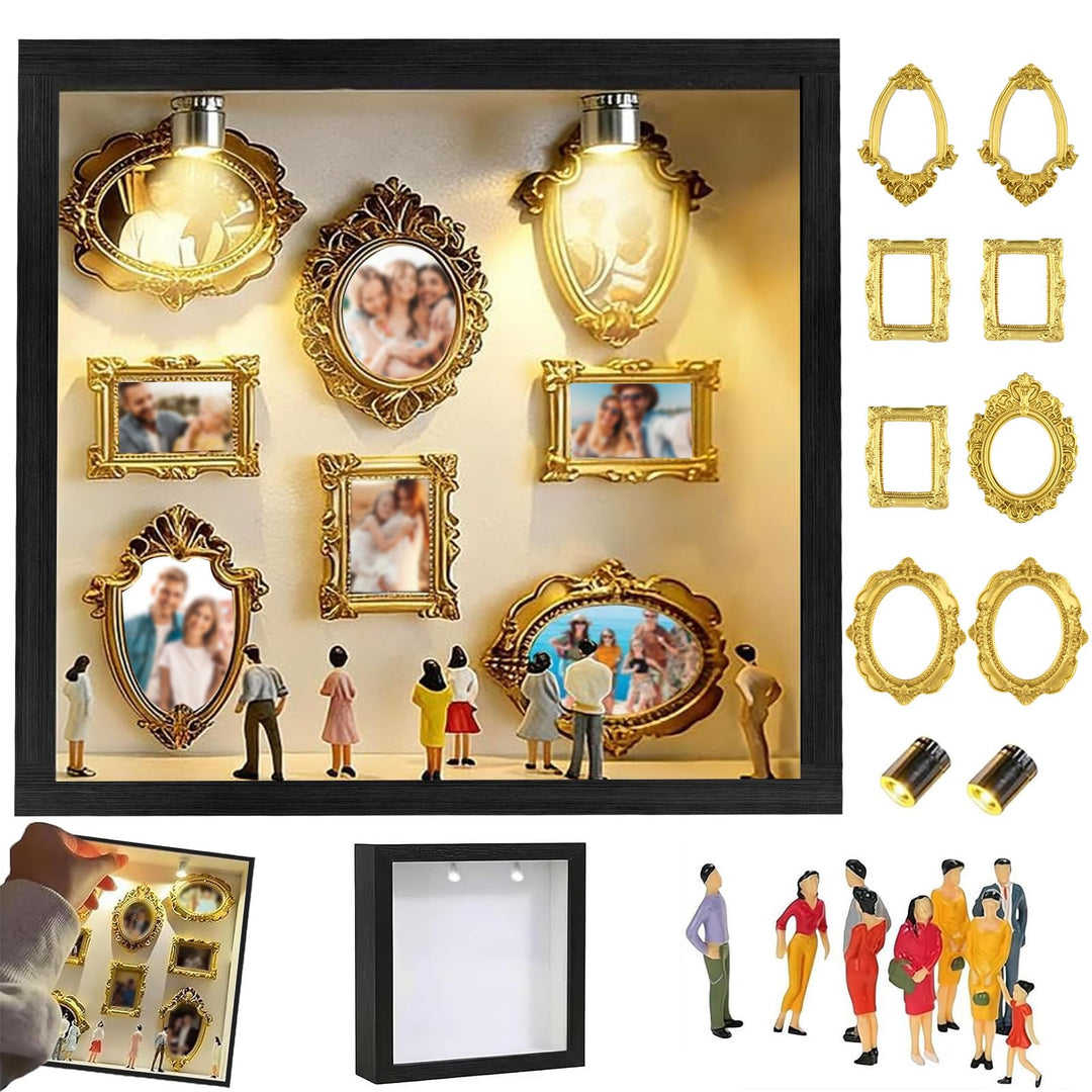 DIY Mini Museum Silhouette Box, Museum of Us, Mini Bilderrahmen Vintage mit LED Licht, Kreatives Eri