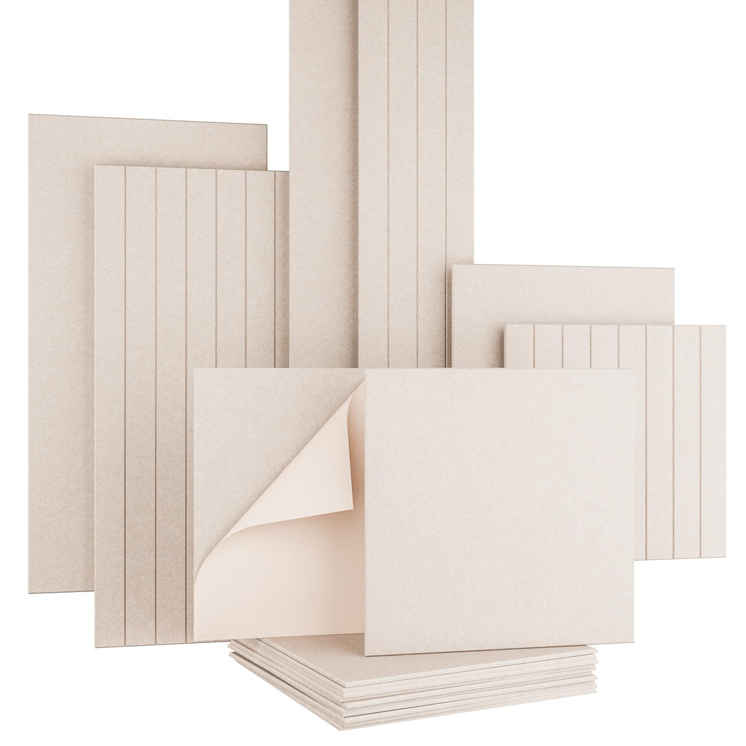 AKUSTIKO Akustikpaneele Selbstklebend 60x60cm - 1 Stück Beige Akustik Wandpaneele Schallschutz & Rau