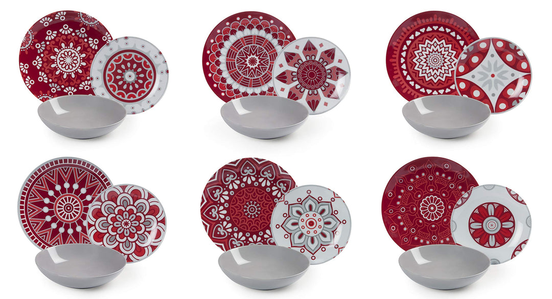 Excelsa Mandala Red Tafelservice, 18-teilig, Porzellan