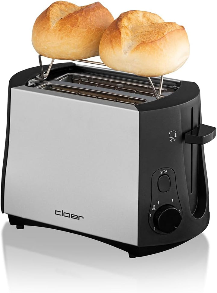 Cloer 3410 Toaster / 825 W / für 2 Toastscheiben / integrierter Brötchenaufsatz / Nachhebevorrichtun