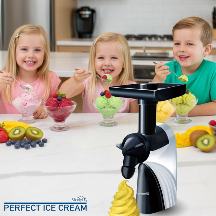 Eisdessertmaschine STARLYF Perfect Ice Cream, Eismaschine mit Frucht, Sehr Einfach zu Verwenden, 100