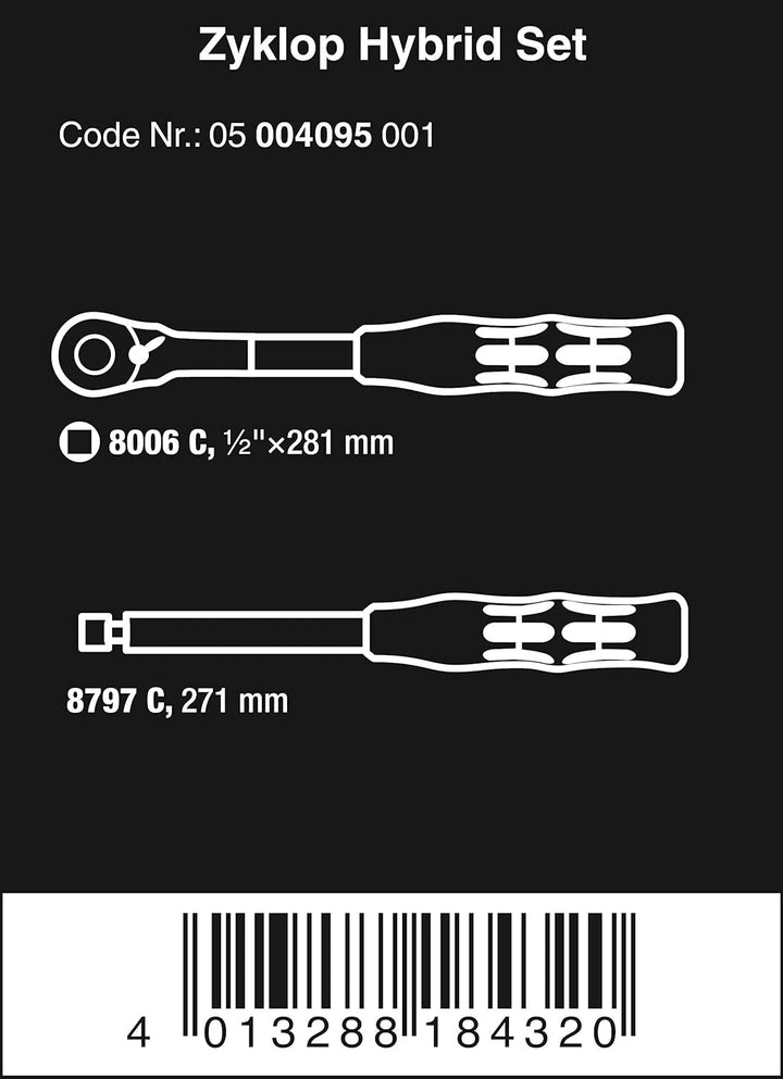 Wera 05004095001 Knarrensatz , Zyklop Hybrid Set, 2-teilig