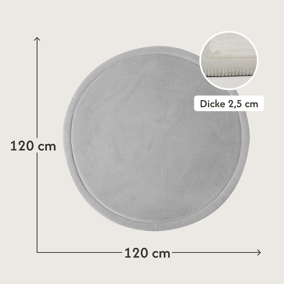 Wolkenweiche Samtmatte-Spielmatte Baby 120x120x2,5cm, grau – Kinderteppich mit hochwertigem Memory-S