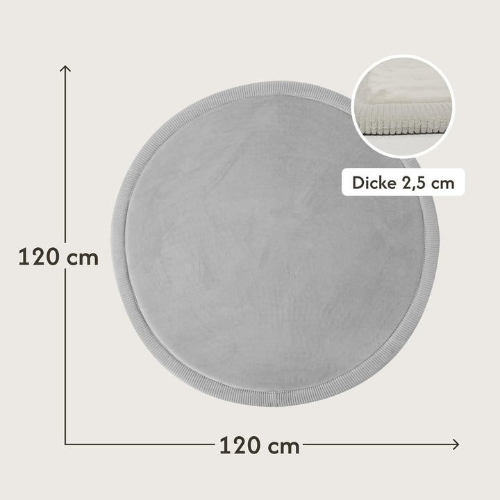 Wolkenweiche Samtmatte-Spielmatte Baby 120x120x2,5cm, grau – Kinderteppich mit hochwertigem Memory-S