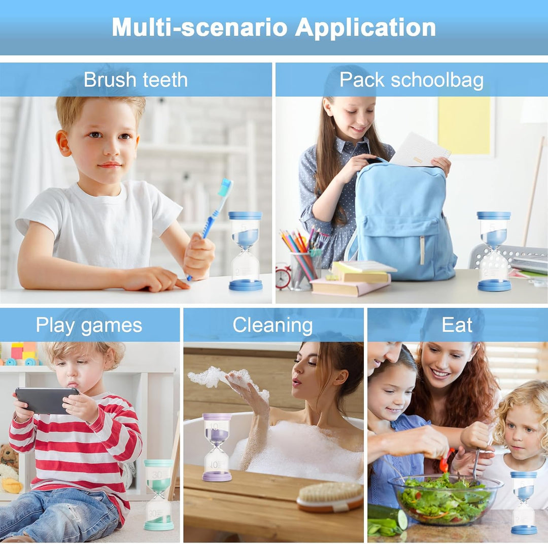 6 Stück Sanduhren Set – 1/3/5/10/15/30 Minuten Timer – Bunte Sanduhren in Macaron-Farben für Lernen,