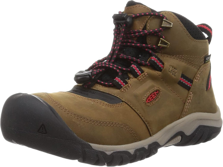 KEEN Unisex-Kinder Ridge Flex Mid wasserdichte Wanderstiefel 24 EU Bison Red Carpet, 24 EU Bison Red